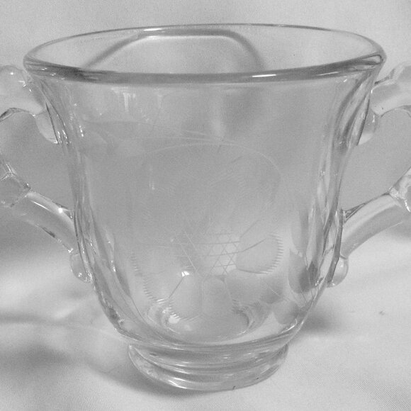 Vintage Imperial Candlewick Hughes Cornflower Etched Cream, Sugar and Tray J484 - Picture 5 of 9